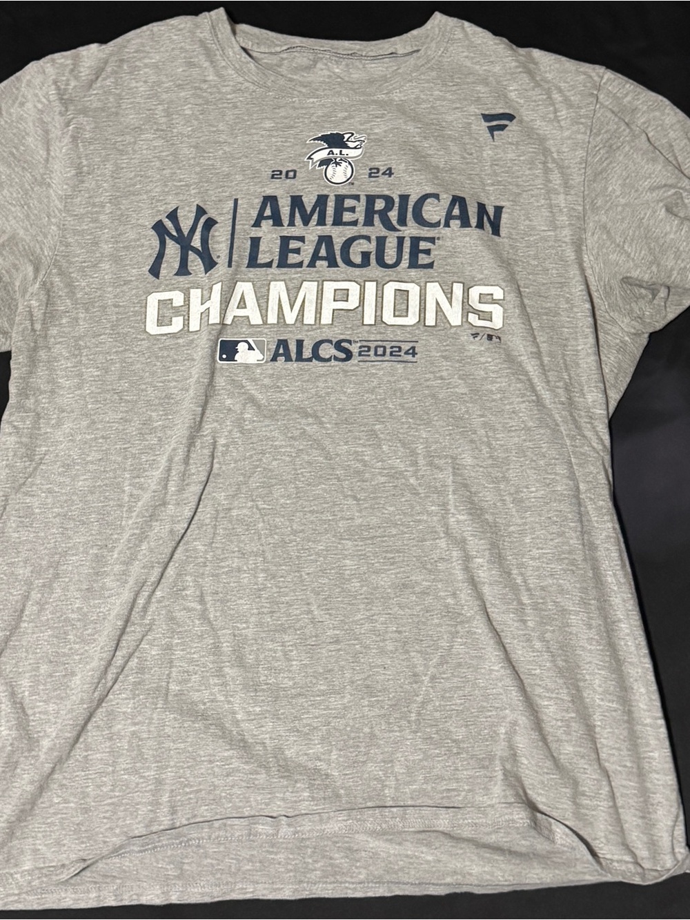 Fanatics Gray and Navy New York Yankees AL Champions Tee